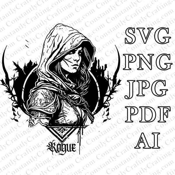 Rogue, Rogue Female, SVG, D&D, Fantasy, Cut File Cricut, xTool, Laser, Dungeons and Dragons, Player Class, File For Crafting, Vector