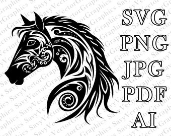 Tribal Horse SVG, Tribal Horse Tattoo, Horse SVG, Celtic SVG, Cut File Cricut, xTool, Laser
