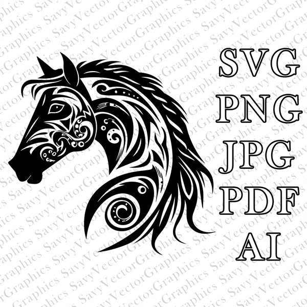 Tribal Horse SVG, Tribal Horse Tattoo, Horse SVG, Celtic SVG, Cut File Cricut, xTool, Laser