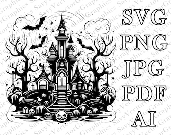 Spooky House SVG, Halloween SVG, Cut File Cricut, File For Crafting