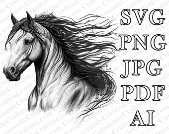 Andalusian, Horse, Andalusian SVG, Horse SVG, Animal, Andalusian Black and White, Cut File Cricut, xTool, Laser, File For Crafting