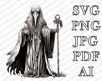 Tengu Wizard SVG, Skeksis, D&D, Fantasy, Cut File Cricut, Laser, Dungeons and Dragons, Player Class, Dungeon and Dragon, File For Crafting