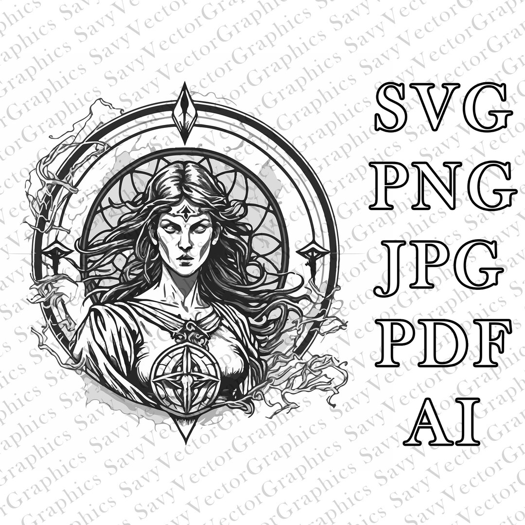 Female Sorceress Sorceress SVG Shades Of Gray On White Background D female-sorceress-sorceress-svg-shades-of-gray-on-white-background-d