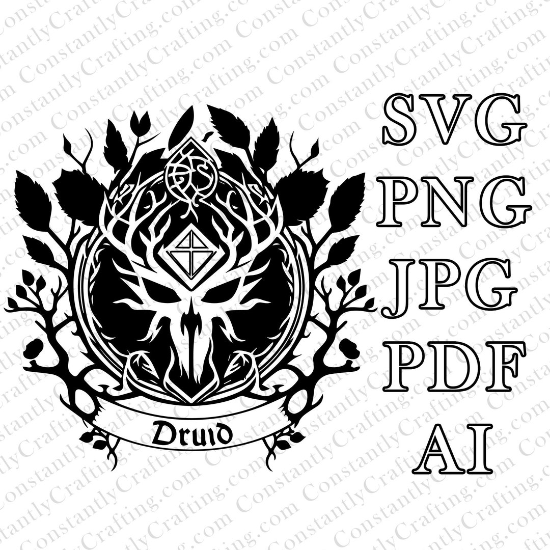 Druid Emblem SVG, D&D, Fantasy, Cut File Cricut, Xtool, Laser, Dungeons