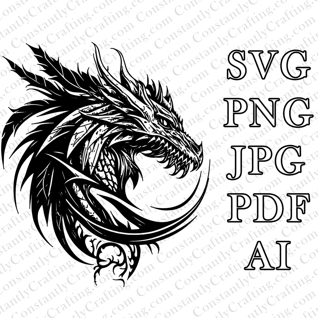 Dragon Head SVG, Dragon SVG, D&D, Fantasy, Cut File Cricut, Xtool ...