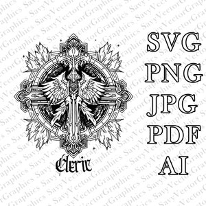 Cleric embleem SVG, gelaste SCV, D&D, Fantasy, Cricut, xTool, Laser, Dungeons and Dragons, Player Class, Dungeon and Dragon, bestand om te knutselen