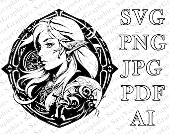 Elf Princess SVG, Zelda SVG, D&D, Fantasy, Cut File Cricut, Dungeons and Dragons, File For Crafting