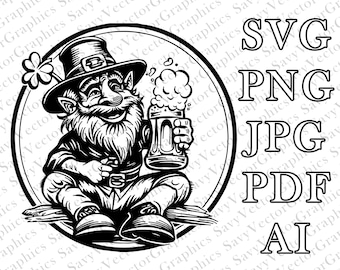 Leprechaun, Leprechaun Drinking, SVG, St Patricks Day SVG, Cut File Cricut, File For Crafting