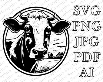 Dairy Cow, Dairy Cow Head, Cow SVG, Cow, Cut File Cricut, xTool, Laser, File For Crafting