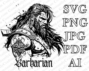 Detailed Shirtless Barbarian SVG, D&D, Fantasy , Cut File Cricut, xTool, Laser, Dungeons and Dragons, Player Class, File For Crafting