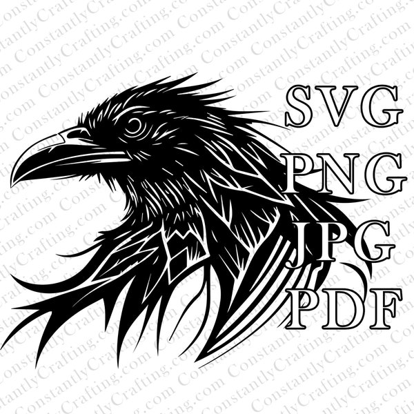 Raven Head SVG, Raven SVG, Raven Tattoo SVG, Cut File Cricut, xTool, Laser, decal