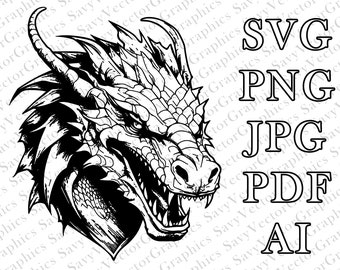 Dragon Head SVG, Dragon SVG, D&D, Fantasy, Cut File Cricut, xTool, Laser, Dungeons and Dragons, Pathfinder, Player Class, File For Crafting