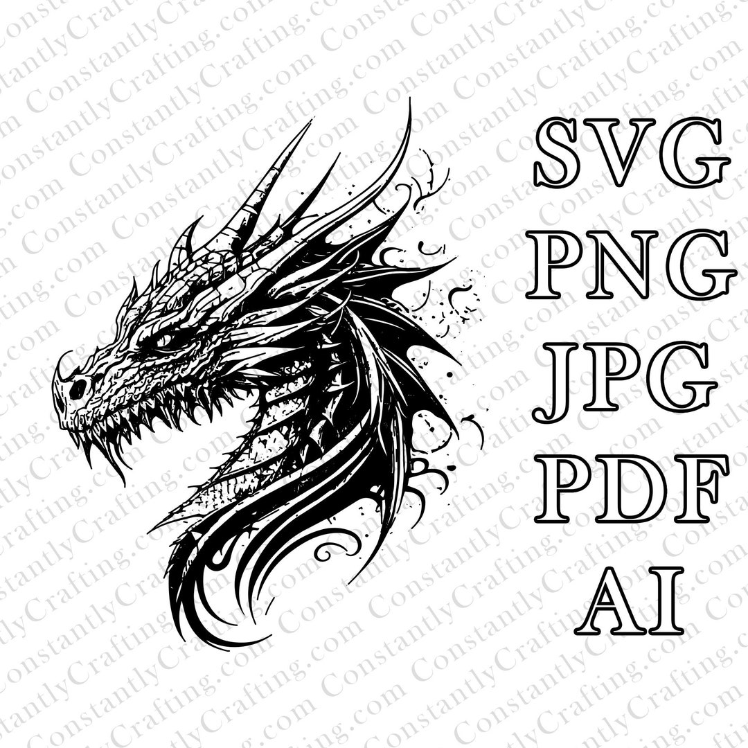 Dragon Head SVG, Dragon SVG, D&D, Fantasy, Cut File Cricut, Xtool ...