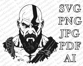Kratos Vector, Kratos SVG, God of War SVG, Cut File Cricut, File For Crafting