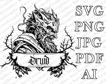 Undead Druid, Undead Druid SVG, SVG, D&D, Fantasy, Cut File Cricut, Laser, Dungeons and Dragons, Player Class, File For Crafting, Vector