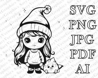 Girl Christmas Gnome, Christmas Gnome SVG, Christmas Design, Gnome SVG, Christmas SVG, Cut File Cricut, File For Crafting