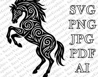 Rearing Tribal Horse SVG, Tribal Horse Tattoo, Horse SVG, Celtic SVG, Cut File Cricut, xTool, Laser