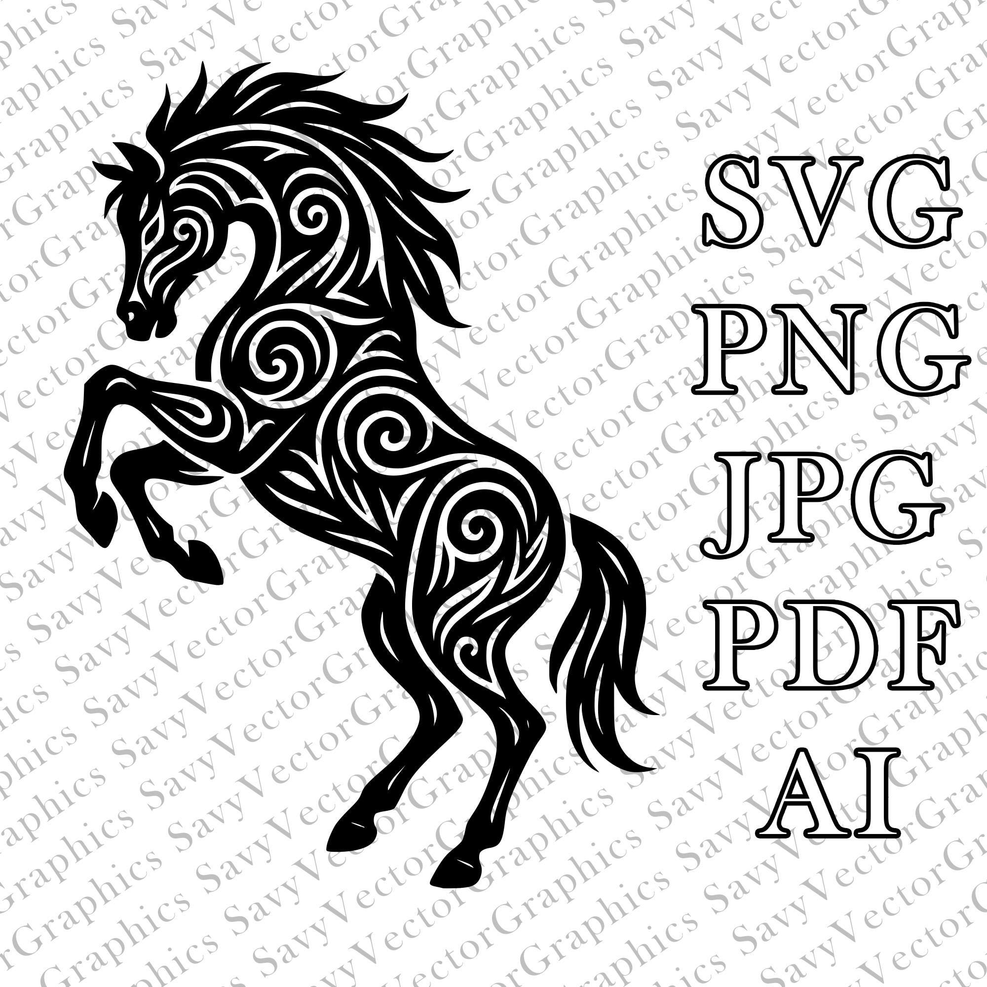 Mule Rearing Svg Rearing Tribal Horse SVG, Tribal Horse Tattoo, Horse SVG, Celtic SVG ...