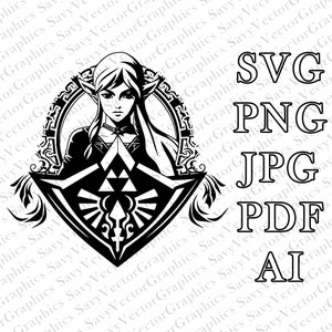 Zelda Princess SVG, Zelda SVG, Zelda Shield, Tears of the Kingdom, Cut File Cricut, File For Crafting