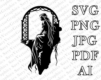 Rapunzel, Rapunzel in her tower, Rapunzel SVG, Cut File Cricut, File For Crafting