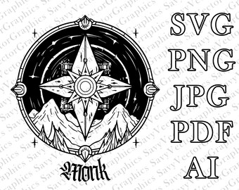 Monk Emblem SVG, D&D, Fantasy, Cut File Cricut, xTool, Laser, Dungeons and Dragons, Player Class, Dungeon and Dragon, File For Crafting