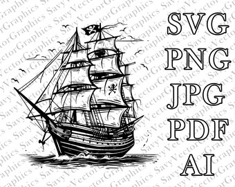 Pirate Ship SVG, Pirate Ship PNG, Pirate Ship Vector, Cut File Cricut, File For Crafting