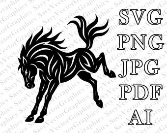 Bucking Tribal Horse SVG, Tribal Horse Tattoo, Horse SVG, Celtic SVG, Cut File Cricut, xTool, Laser