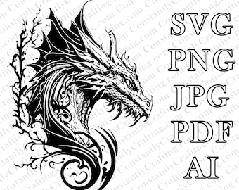 Wyrmqueen, Female Dragon SVG, Dragon SVG, D&D, Fantasy, Cut File Cricut, xTool, Laser, Dungeons and Dragons, Player Class, File For Crafting