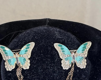 Victorian Chatelaine Brooch Sweater Guard Butterfly Butterflies Antique Vintage