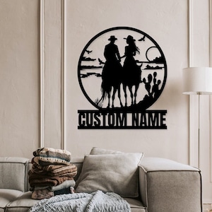 Custom Cowboy & Cowgirl Metall Wand Kunst, Western Home Decor