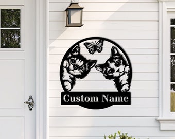 Cat Wall Art, Custom Cat Metal Sign, Kitten Sign, Personalized Cat Wall Decor, Home Decor, Metal Cat, Housewarming Gift, Cat Lover Gift