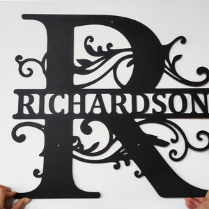 Nom de famille personnalisé monogramme en métal, nom de famille personnalisé, décoration murale monogramme, monogramme en métal, anniversaire, cadeau de pendaison de crémaillère