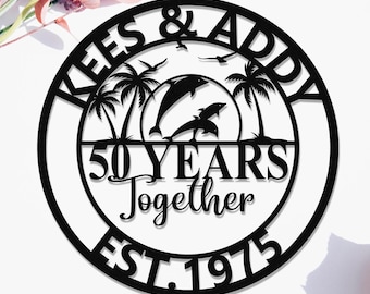 Custom Anniversary Metal Sign, 50th Anniversary Gift for Parents, Wedding Anniversary Sign, Custom Family Name Sign, Gifts for Dad, Husband