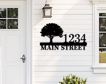 Custom Tree of Life Metal Address Sign, Housewarming Gift