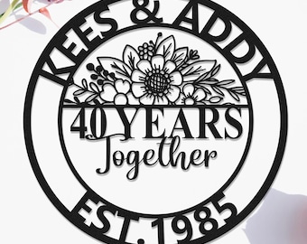 Personalized Anniversary Metal Sign: Custom Flower Design Wall Art