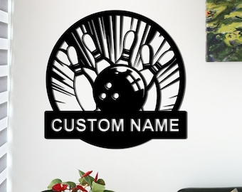 Bowling Ball Metal Wall Art Personalized, Bowling Player Name Sign,  Bowling Alley Decor, Bowling Lover Gift