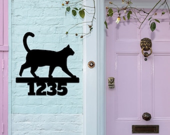 Adresbord kat huisnummer aangepast huisnummerbord deurnummerbord kat welkomstbord cadeau voor kattenliefhebbers housewarmingcadeau