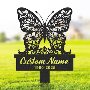 Custom Butterfly Memorial Stake, Butterfly Memorial Gift, Personalized Butterfly Grave Marker Ourdoor, Mom/Dad/ Pet Loss Gift, Sympathy Gift