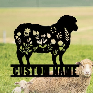 Sheep Farm Sign Personalized, Sheep Metal Sign, Sheep Farm Metal Wall Art, Sheep Ranch Welcome Sign, Metal Sheep Farmhouse Decor