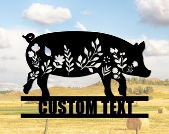 Personalized Pig Farm Metal Sign, Hog Wall Decor