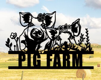 Personalized Pig Farm Metal Sign: Pig Lover Gift, Farmhouse Decor
