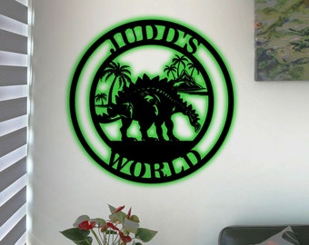 Custom Stegosaurus Metal Wall Art, Dinosaur Decor