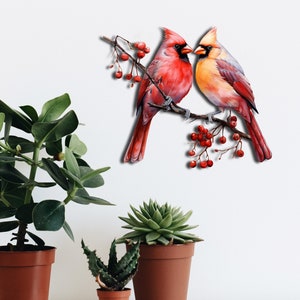 Cardinals Metallschild, Red Cardinal Metallwandkunst, Kardinalwanddekor, Kardinalvogel Gartenschild, Gärtnerdekor, Yard Art, Weihnachtsgeschenke