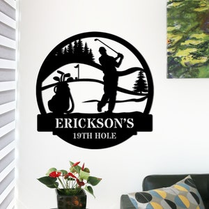 Custom Men&#39;s Golf Sign, Personalized Golf Metal Wall Art, 19th Hole Metal Sign, Golf Gift for Men, Man Cave, Father&#39;s Day Gift, Husband Gift