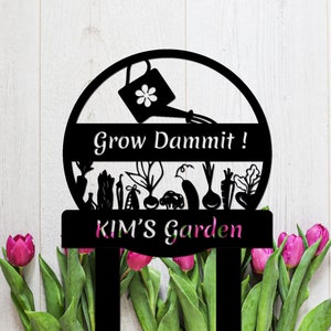 Vegetable Garden Metal Sign with Stakes, Garden Stake Sign Personalized, Garden Metal Sign, Custom Gardener Decor Yard Stake Gardening Gifts