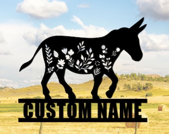Personalized Donkey Metal Farm Sign, Farmhouse Wall Art