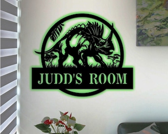 Personalized Triceratops Metal Wall Art