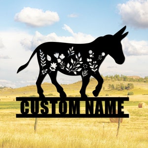 Donkey Farm Sign Personalized, Donkey Metal Sign, Donkey Farm Metal Wall Art, Metal Donkey Farmhouse Decor