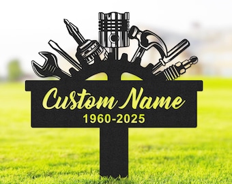 Custom Mechanic Memorial Stake: Personalized Repairman Grave Marker