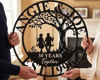 Art mural personnalisé anniversaire 30 ans ensemble, plaque en métal anniversaire perle, cadeaux d'anniversaire pour couple, mari, femme